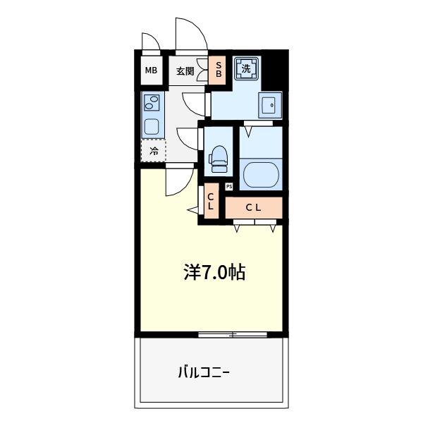 ラシーヌ瓦屋町(1K/3階)の間取り写真
