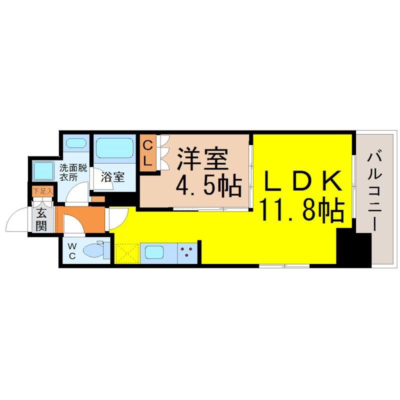 OKBアヴェニール菊井町(1LDK/4階)の間取り写真