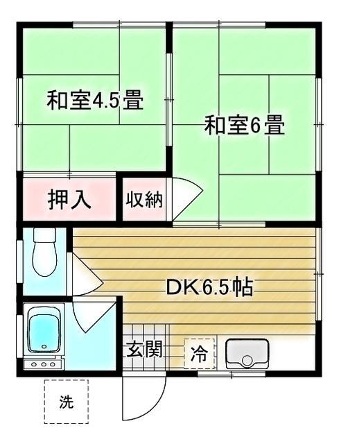 さつき荘(2DK/2階)の間取り写真