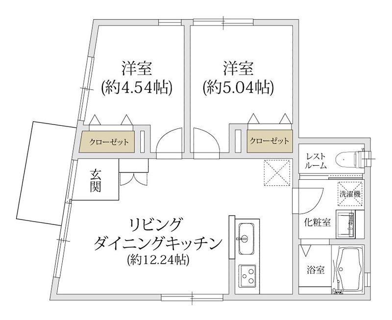 ソアヴィータ三軒茶屋(2LDK/1階)の間取り写真