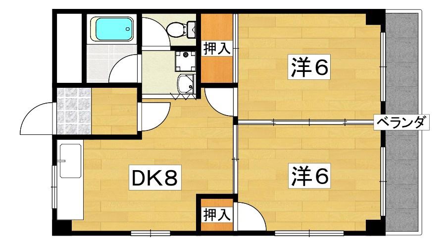 大森マンション(2DK/5階)の間取り写真