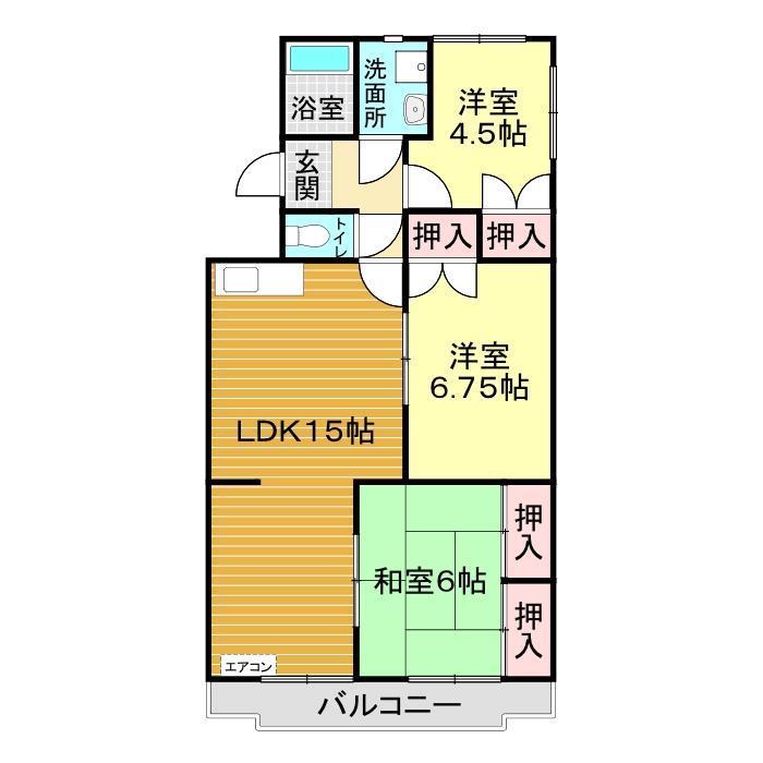 オークヒルズ(3LDK/2階)の間取り写真