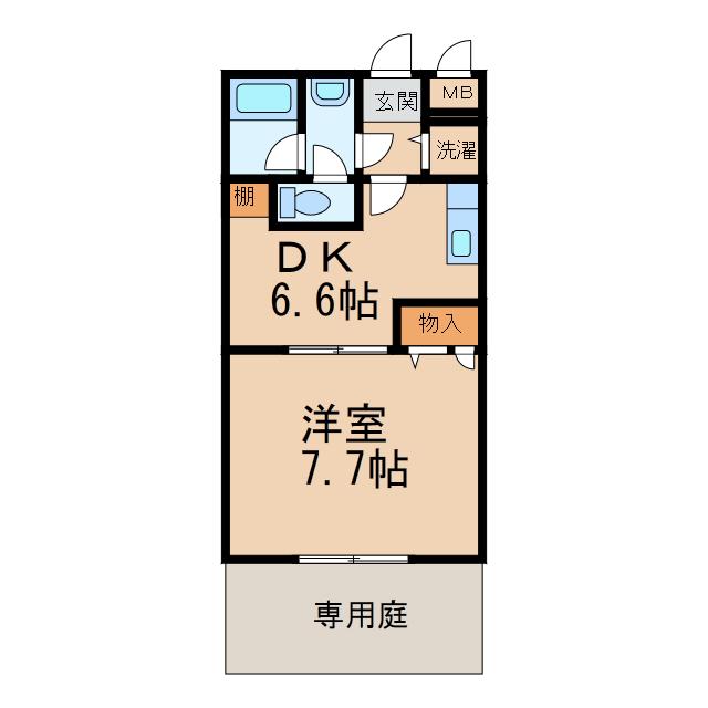 セゾン湊(1DK/1階)の間取り写真