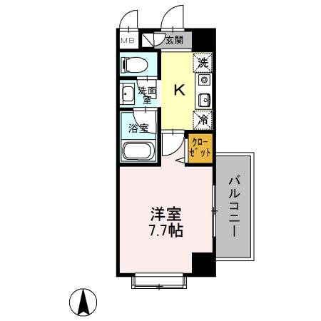 クリエール吉川(1K/6階)の間取り写真