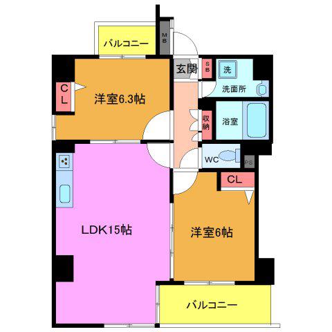 ルクソールスター(2LDK/3階)の間取り写真