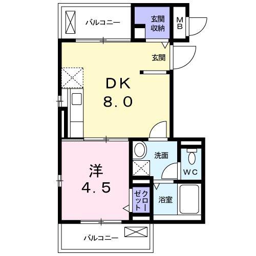 ルミエール(1DK/1階)の間取り写真