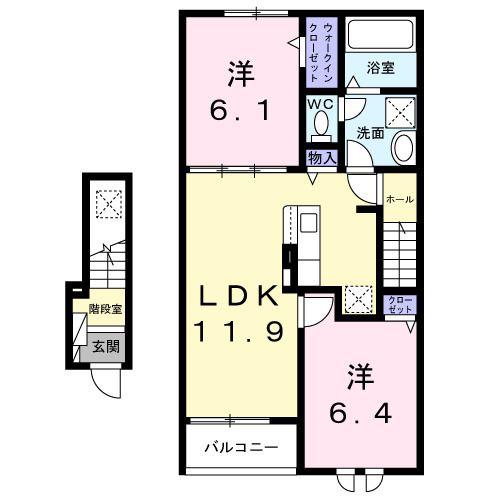 グランテラス V(2LDK/2階)の間取り写真