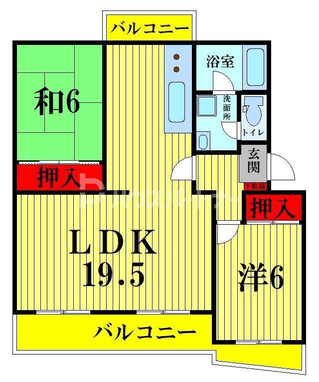 ニチメン第二柏ハイツ1(2LDK/2階)の間取り写真
