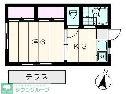 京王相模原線 京王堀之内駅 徒歩10分 2階建 築30年(1K/1階)の間取り写真