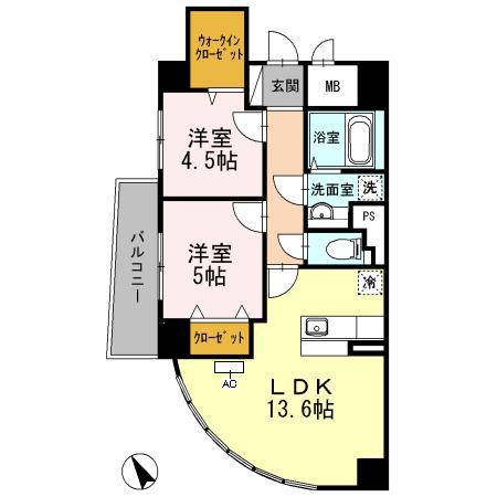 COCO MARINI(2LDK/5階)の間取り写真