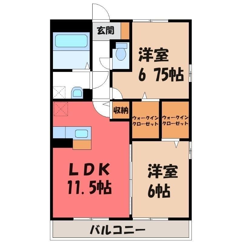 サンライズ中西II(2LDK/3階)の間取り写真