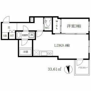 ミュプレ北浜イースト(1LDK/2階)の間取り写真