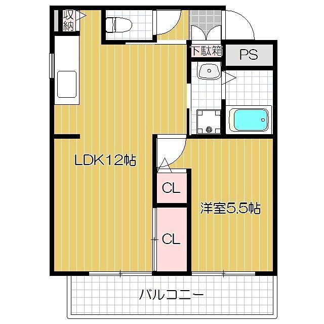 ニューフレンドマンション(1LDK/3階)の間取り写真