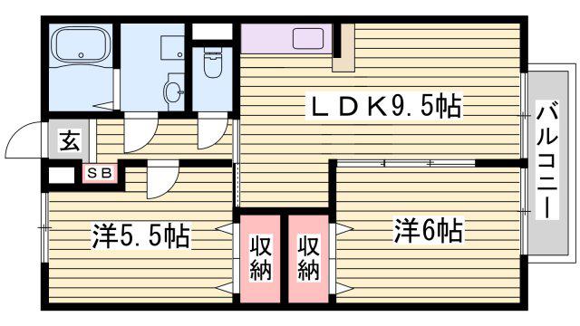 ピッケル加佐(2LDK/1階)の間取り写真
