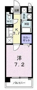 AUBE春の町(1K/3階)の間取り写真