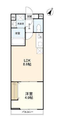 ウェルスクエア千歳烏山(1LDK/1階)の間取り写真