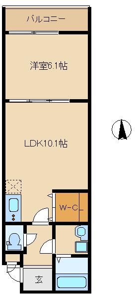 フジパレス駒林(1LDK/3階)の間取り写真