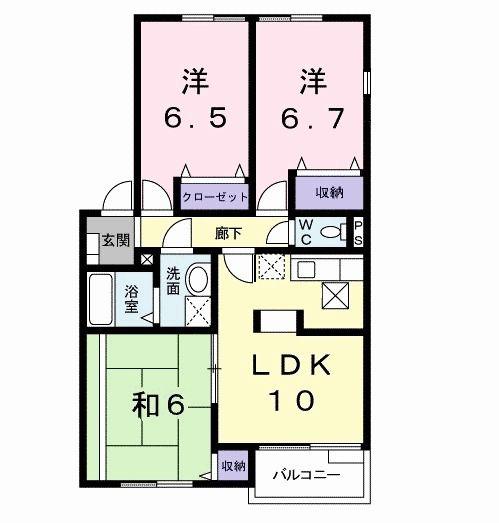 スプリングヒルズII(3LDK/2階)の間取り写真