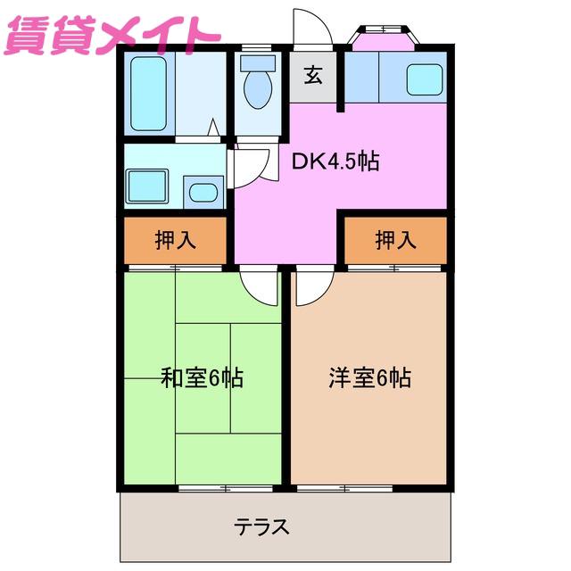 ファミールいとう(2DK/1階)の間取り写真