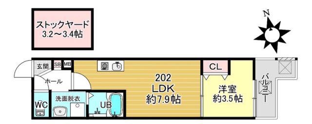 BKB仙石屋敷(1LDK/2階)の間取り写真