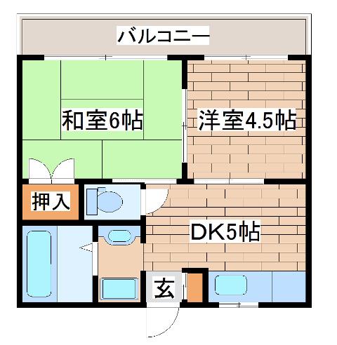 スカイハイツ五和(2DK/2階)の間取り写真