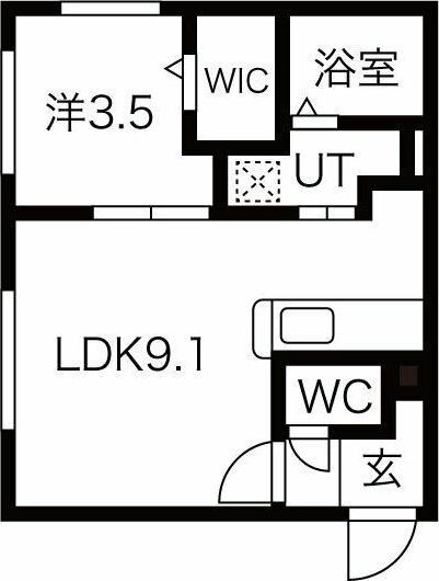 ASTAGE宮の沢(1LDK/4階)の間取り写真