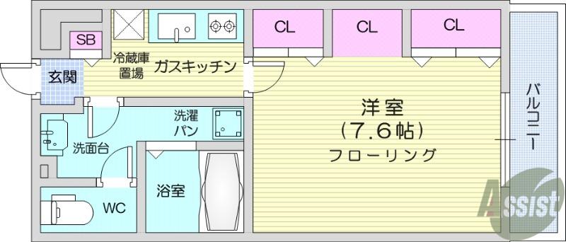 ブランフリーゼ(1K/2階)の間取り写真