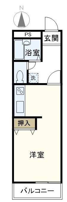 東ノ峯ヒルズA棟(1K/3階)の間取り写真