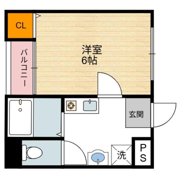 ヴィラ安立(1DK/3階)の間取り写真
