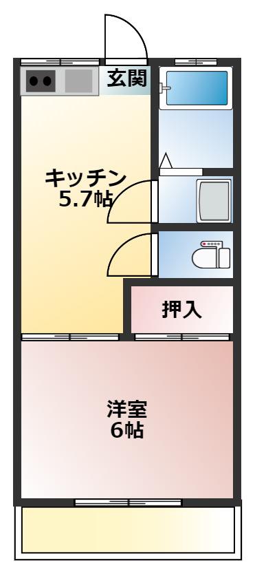 ドリームハイツ(1DK/2階)の間取り写真