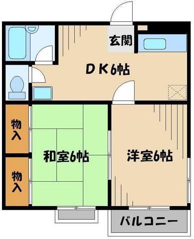 コーポアスカ(2DK/1階)の間取り写真