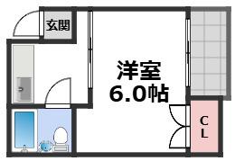 ベルコート桃谷(1K/5階)の間取り写真