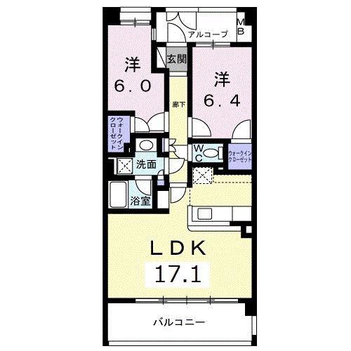 ノーブルフォレスタII(2LDK/2階)の間取り写真