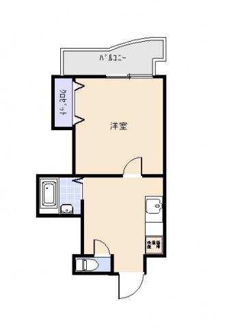 広島畳材6ビル(1DK/3階)の間取り写真