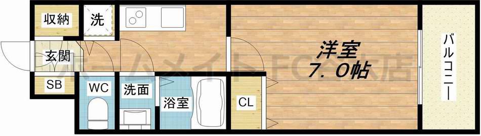 SK RESIDENCES 放出(1K/4階)の間取り写真