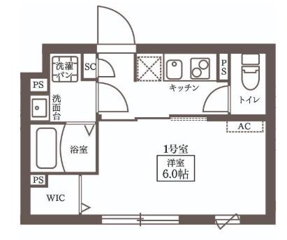 プラティーク代々木(1K/3階)の間取り写真