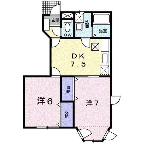 レジデンスヴェール B(2DK/1階)の間取り写真