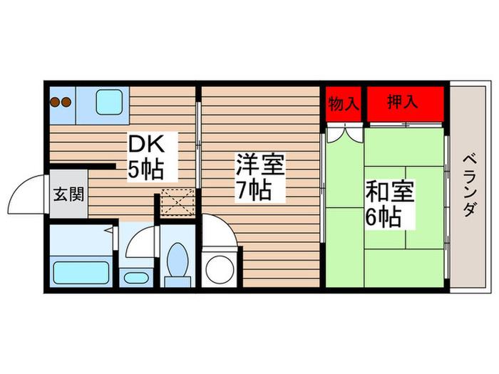 メゾン梅澤きよしヶ丘(2DK/2階)の間取り写真
