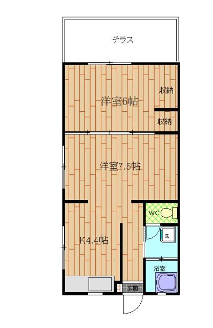 東横マンション(2K/1階)の間取り写真