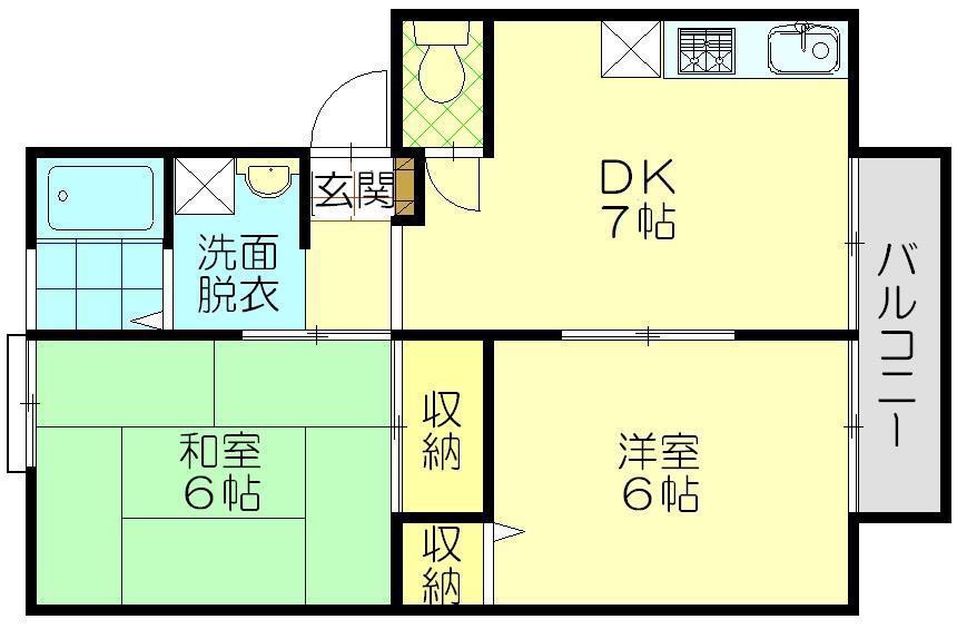 SUN LIFE タカナオ(2DK/2階)の間取り写真