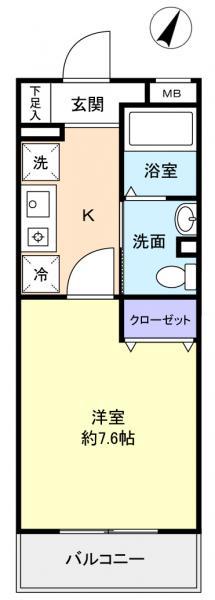 サンハイム久保田(1K/3階)の間取り写真