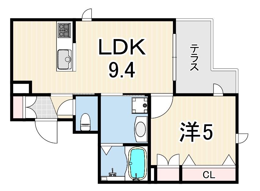 プラフロール武庫之荘(1LDK/1階)の間取り写真