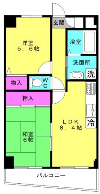 中西駅前ビル(2LDK/5階)の間取り写真