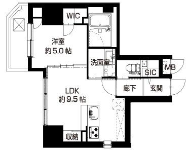 LA CASA 上汐(1LDK/4階)の間取り写真