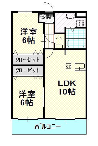 ロイヤルコート(2LDK/1階)の間取り写真
