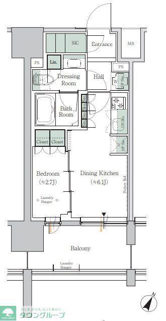 ONE ROOF RESIDENCE TAMACHI(1DK/11階)の間取り写真