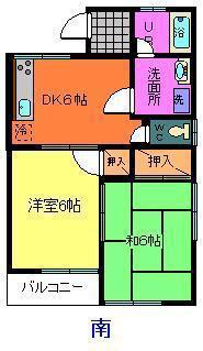 コーポハニー(2DK/2階)の間取り写真