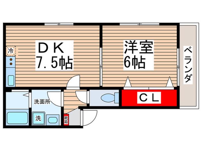 ロアジス幕張(1DK/1階)の間取り写真