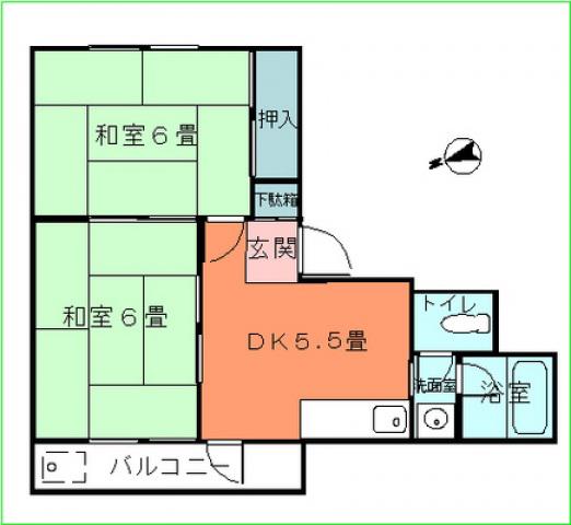 横田ビル(2DK/3階)の間取り写真