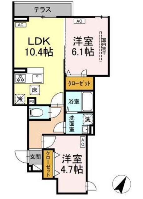 セレスティア柴又VII(2LDK/1階)の間取り写真